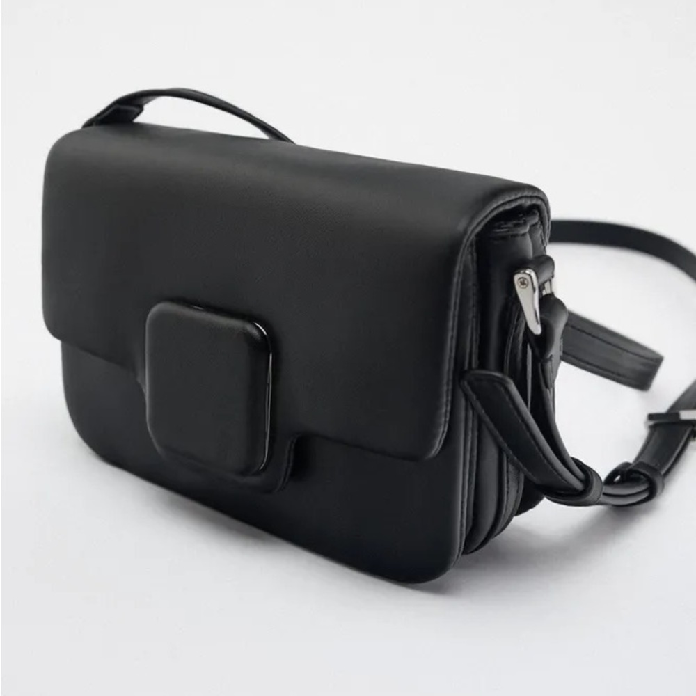 ZARA SQUARE PIECE TRIM CROSSBODY BAG